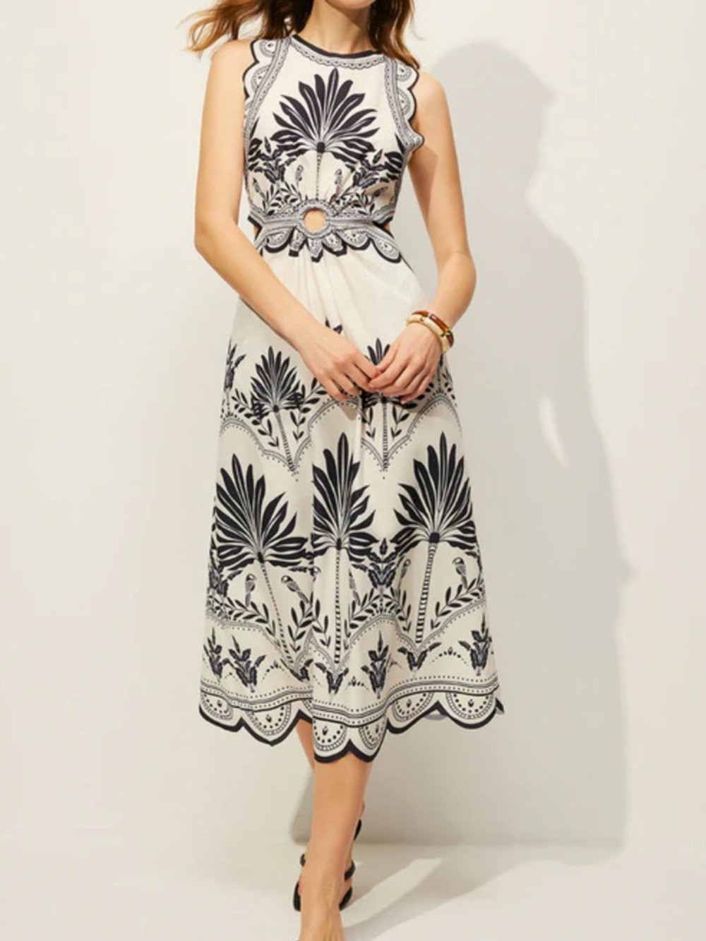 Commense Cut out Midi Dress Size Small NWT Black/Cream color - Picture 4 of 7